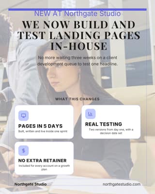 New service or hire: a announcement card social media template for agencies