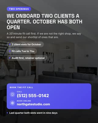 Client openings booking: a booking cta card social media template for agencies