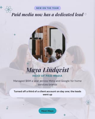 New hire intro: a team intro card social media template for agencies