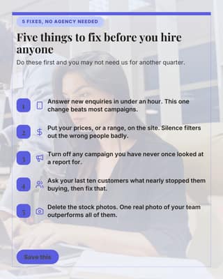 Fix it yourself tips: a tips list card social media template for agencies