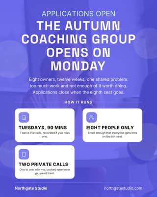 Doors are open: a announcement card social media template for coaches and consultants