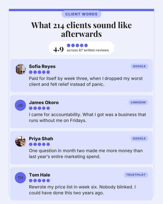 Wall of client reviews: a review wall social media template for coaches and consultants