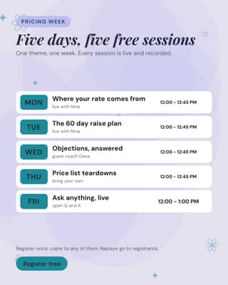 Themed week of sessions: a schedule card social media template for coaches and consultants