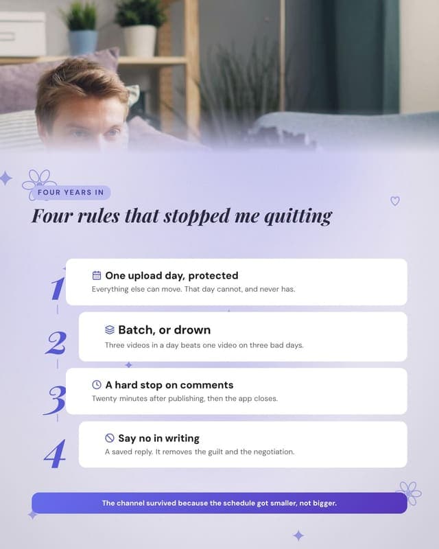 How I avoid burning out: a numbered stack social media template for creators