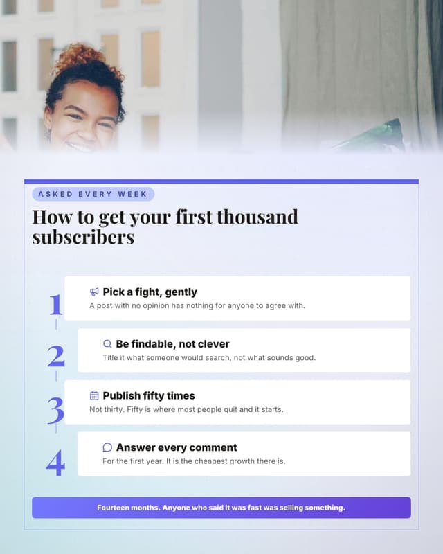 Getting the first 1,000: a numbered stack social media template for creators