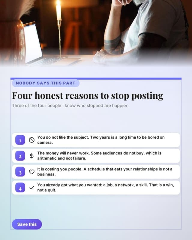When to stop: a tips list card social media template for creators