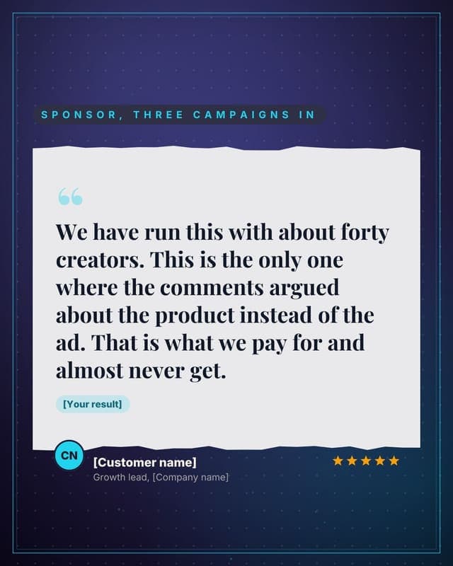 What a sponsor said: a torn paper quote social media template for creators