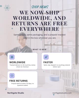 Shop news: a announcement card social media template for ecommerce