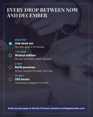 Drop calendar: a timeline roadmap social media template for ecommerce