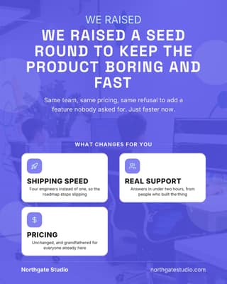 Funding or launch news: a announcement card social media template for founders