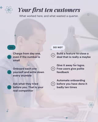 First ten customers: a do dont checklist social media template for founders