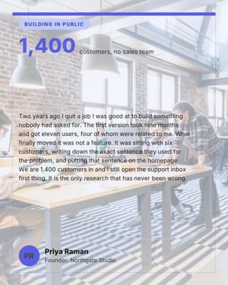 Building in public note: a founder note card social media template for founders