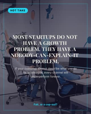 Contrarian take: a hot take card social media template for founders