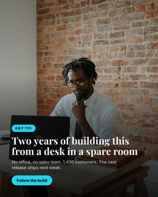The desk it started on: a photo spotlight social media template for founders