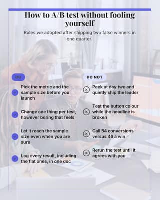 A/B testing do and do not: a do dont checklist social media template for marketers