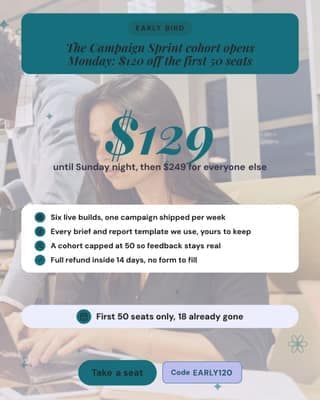 Course early bird: a offer promo social media template for marketers