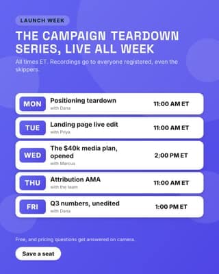 Launch week sessions: a schedule card social media template for marketers