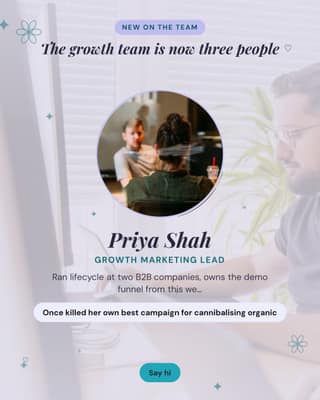 New hire intro: a team intro card social media template for marketers