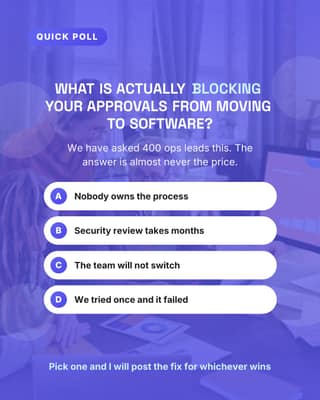 Poll the blocker: a hot take card social media template for saas