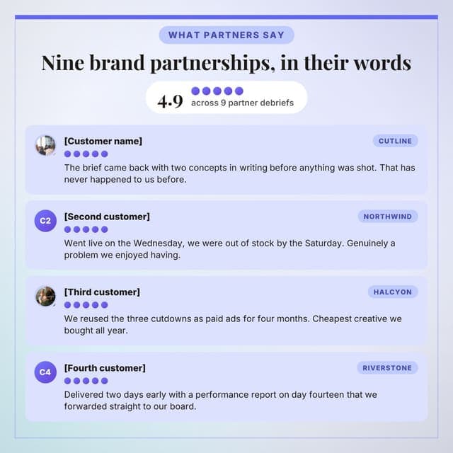 Wall of partner reviews: a 1:1 review wall template for Facebook