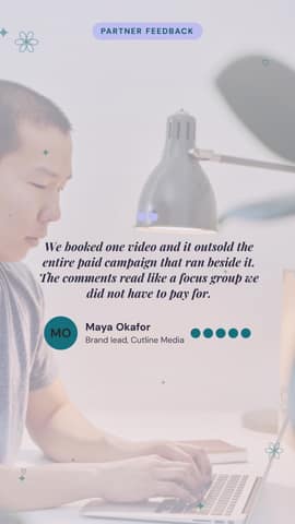 Brand partner testimonial: a 9:16 quote card template for TikTok