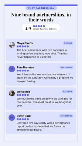 Wall of partner reviews: a 9:16 review wall template for TikTok