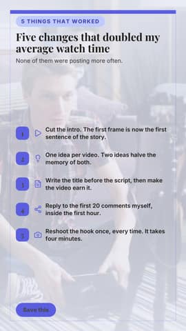 What moved the numbers: a 9:16 tips list card template for TikTok