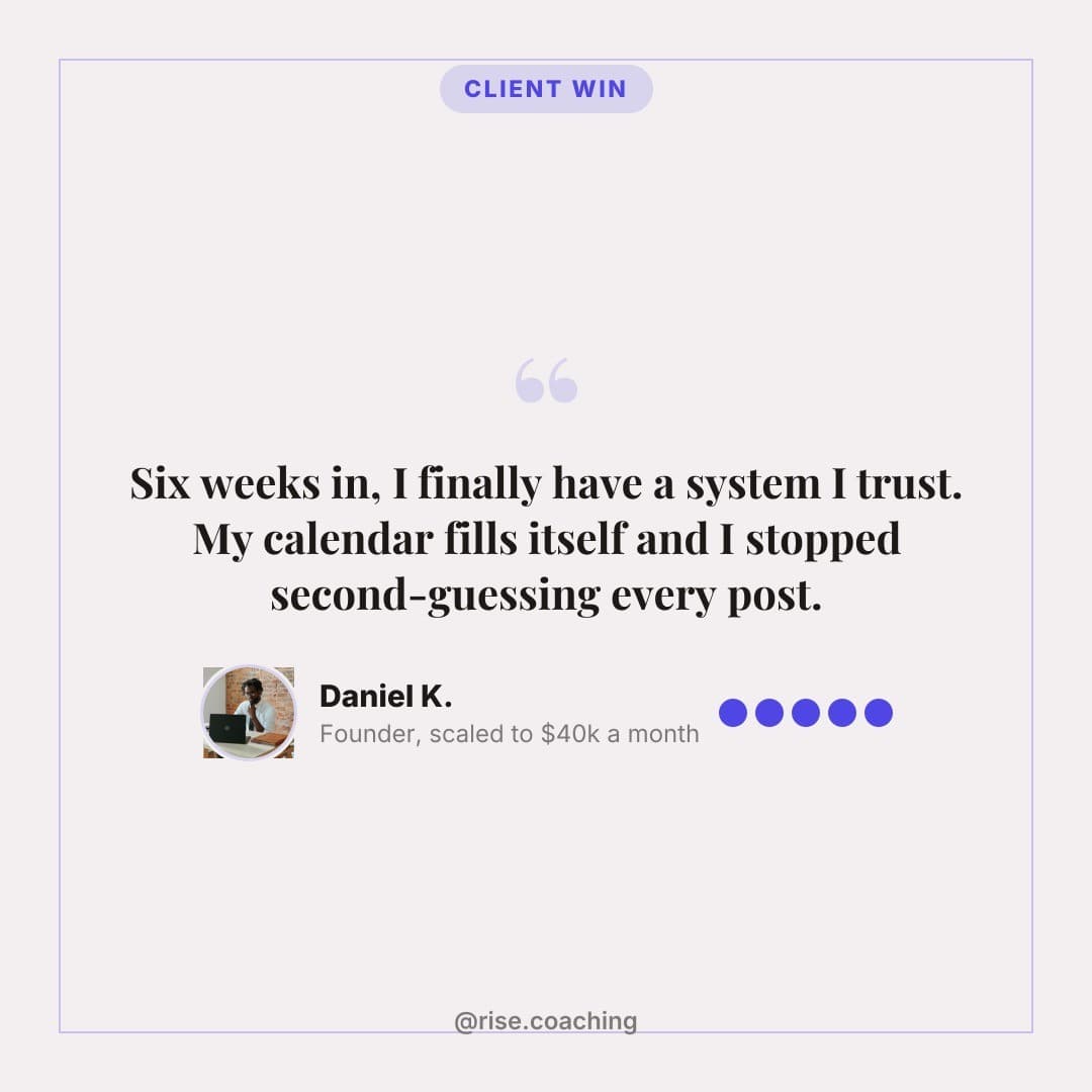 Example Business coach post generated by Content Drifter