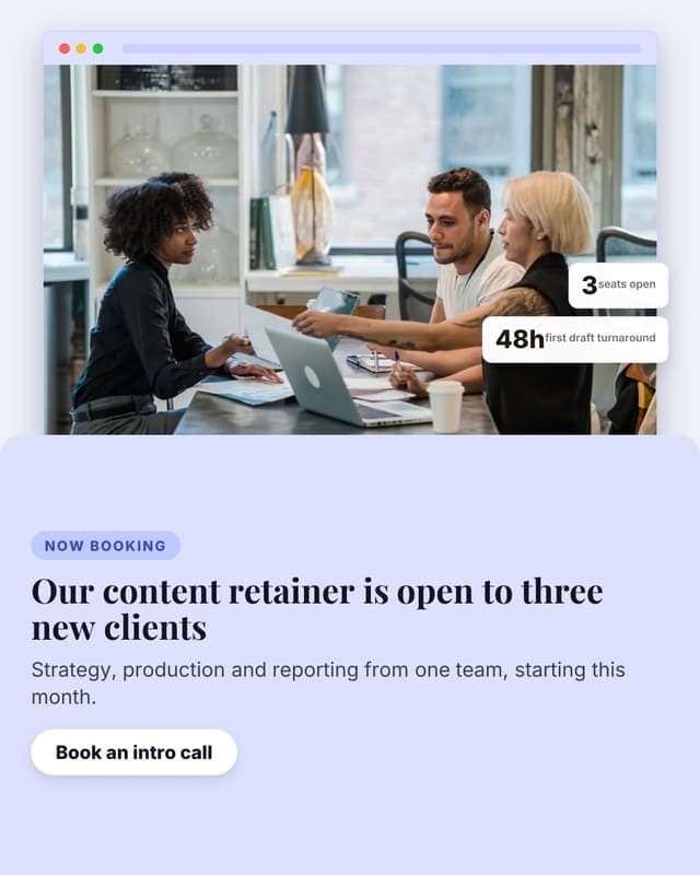 Retainer open: a launch composite social media template for agencies