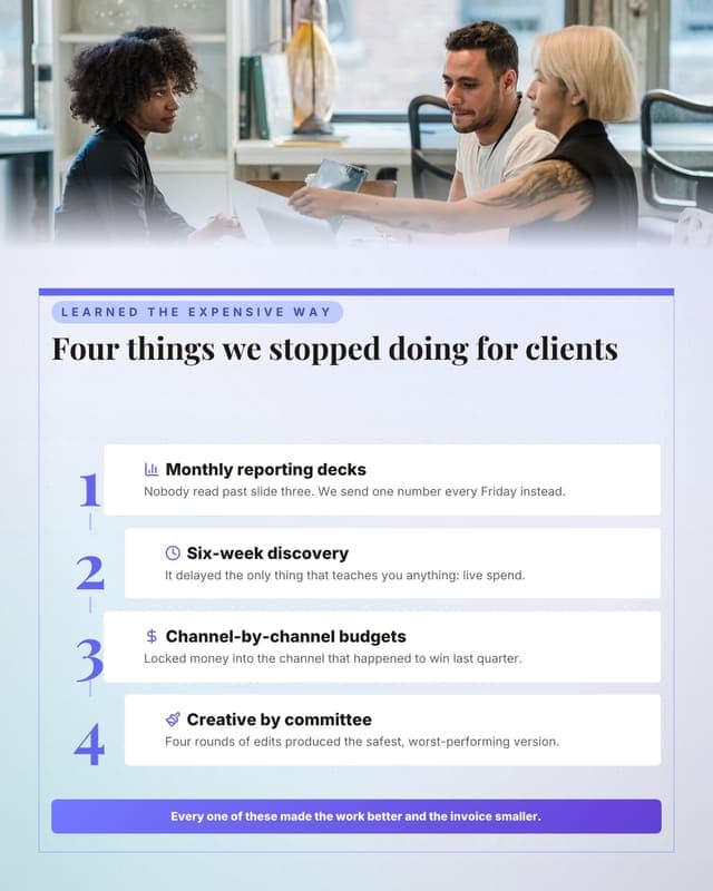 Things we stopped doing: a numbered stack social media template for agencies