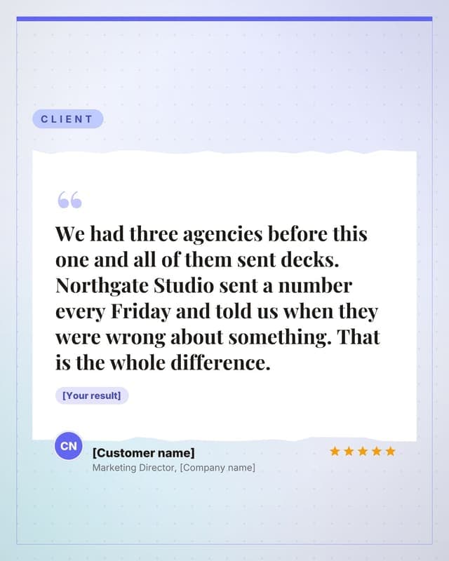 Client testimonial, torn paper: a torn paper quote social media template for agencies