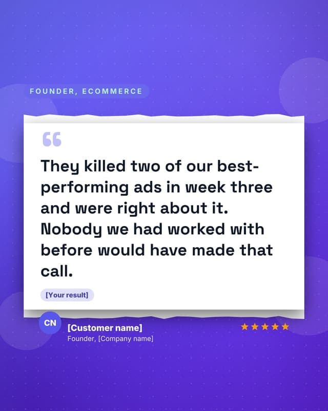 Founder testimonial: a torn paper quote social media template for agencies