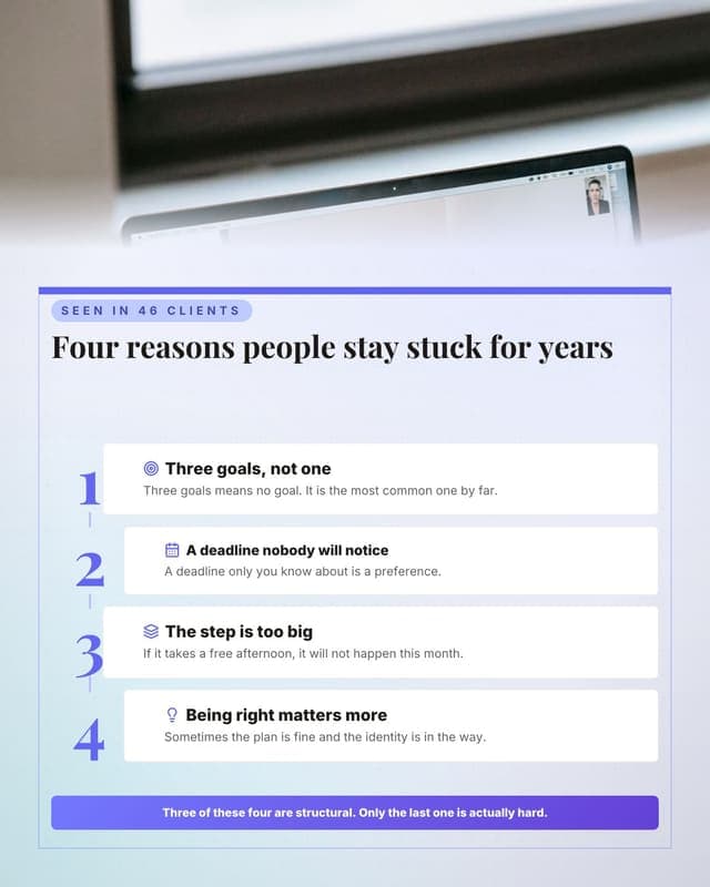 Why people stay stuck: a numbered stack social media template for coaches and consultants