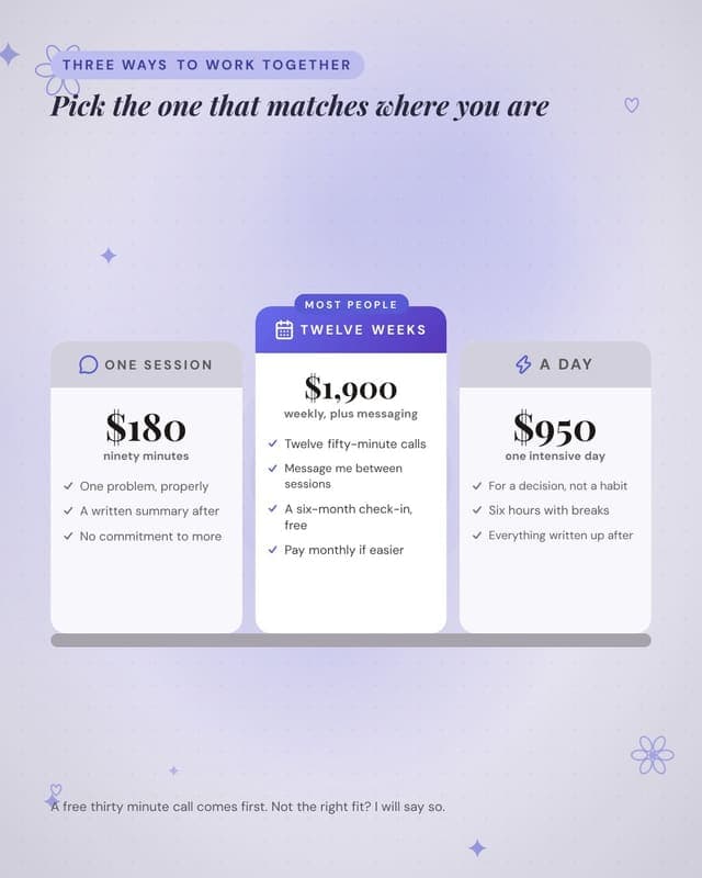 Packages at a glance: a pillar columns social media template for coaches and consultants