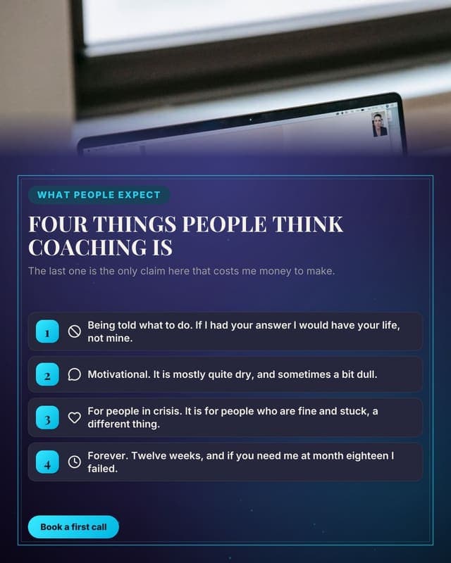 Myths about coaching: a tips list card social media template for coaches and consultants