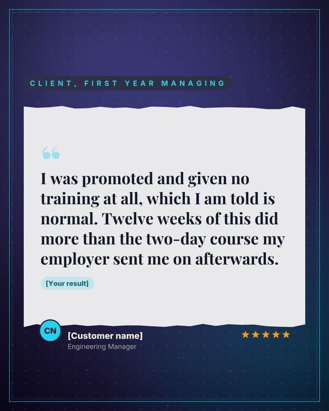 A first-time manager: a torn paper quote social media template for coaches and consultants