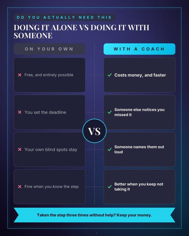 On your own versus with help: a versus medallion social media template for coaches and consultants