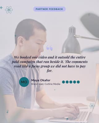 Brand partner testimonial: a quote card social media template for creators