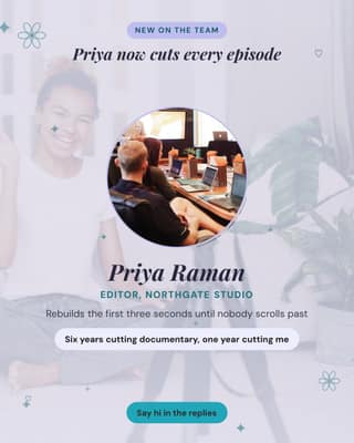 Meet the person behind it: a team intro card social media template for creators