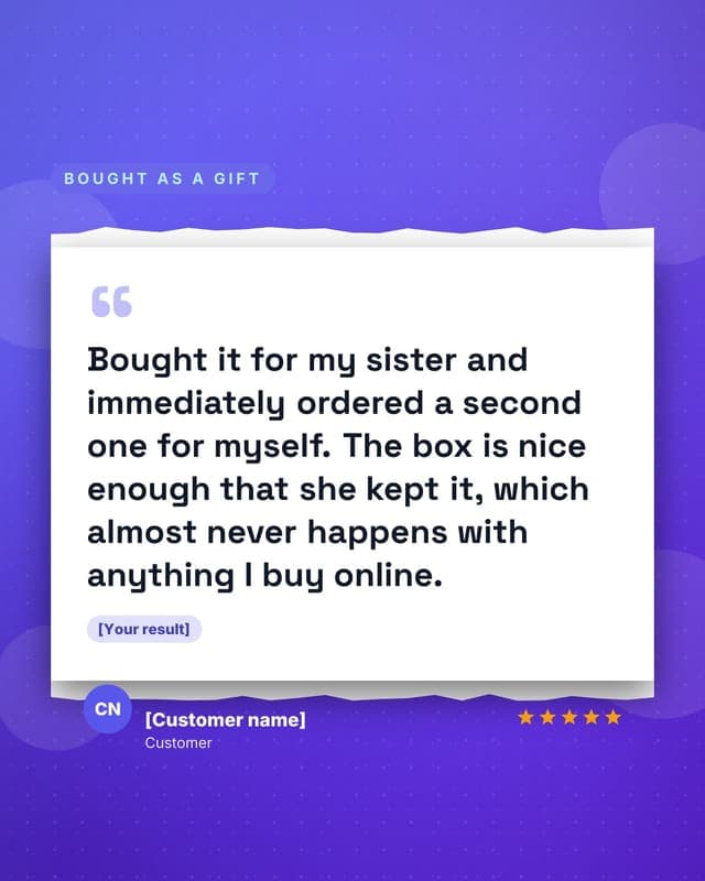 A gift review: a torn paper quote social media template for ecommerce