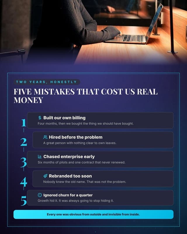 Expensive mistakes: a numbered stack social media template for founders