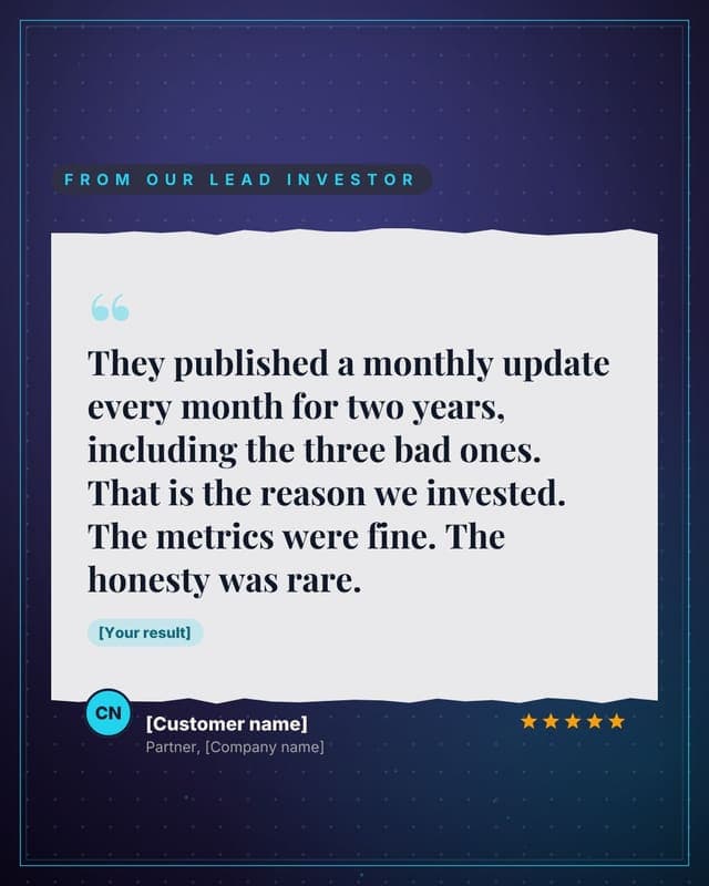 What an investor said: a torn paper quote social media template for founders