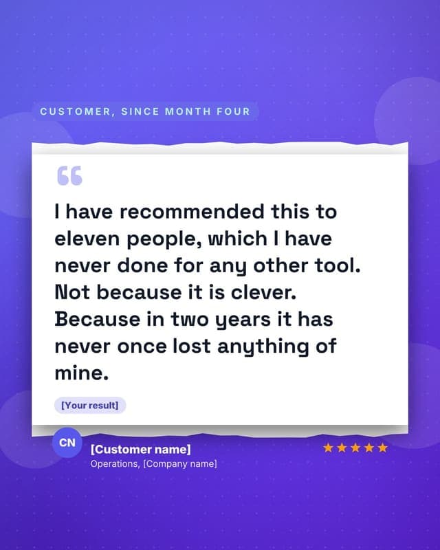 A long-time user: a torn paper quote social media template for founders