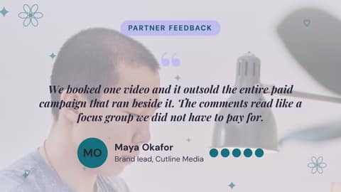 Brand partner testimonial: a 16:9 quote card template for X (Twitter)