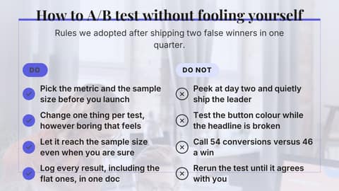 A/B testing do and do not: a 16:9 do dont checklist template for X (Twitter)