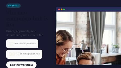 Client launch: a 16:9 launch composite template for X (Twitter)