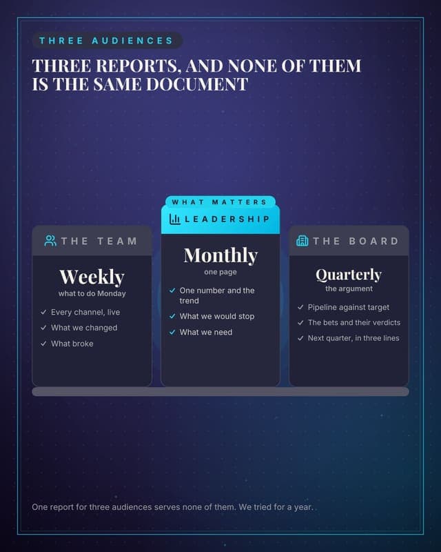Three reports: a pillar columns social media template for marketers
