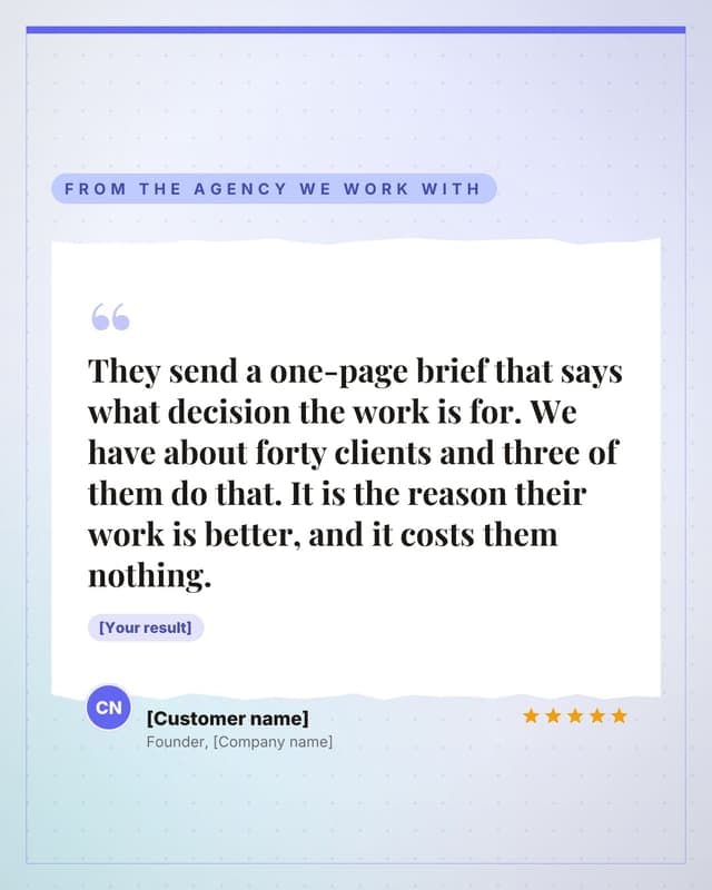 Our agency: a torn paper quote social media template for marketers