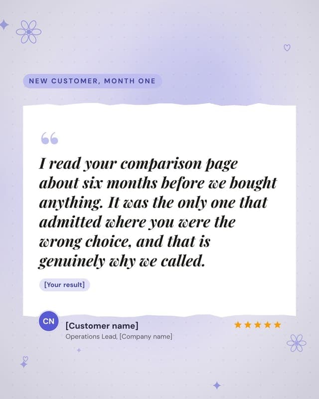 A customer, on the content: a torn paper quote social media template for marketers