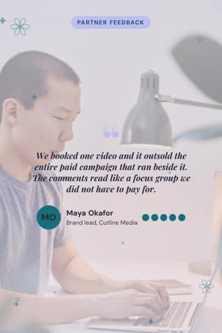 Brand partner testimonial: a 2:3 quote card template for Pinterest